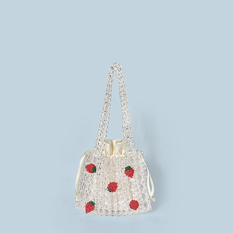 

New Winter Vitality Beaded Handbag Fruit Pendant Handmade Acrylic Beaded Shoulder Bag Finished Bag