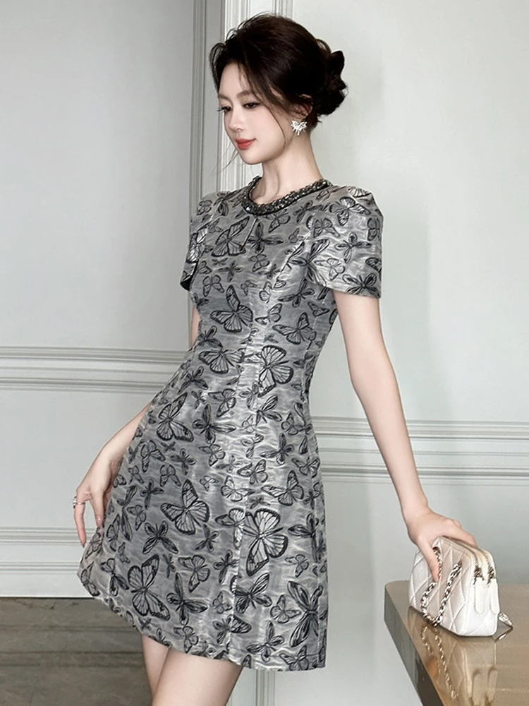 Abito da ballo elegante francese nobile da donna per signora Retro Celebrity Diamond scava fuori abito corto Femme Party Banquet Date Vestidos