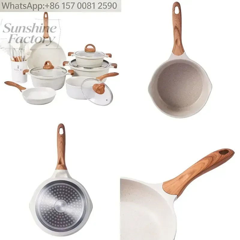 JEETEE OEM Coating Pots and Pan Cooking Pot Set Nonstick Die Cast Cookware Aluminum Alloy Barbecue Camping Cooking Cookware