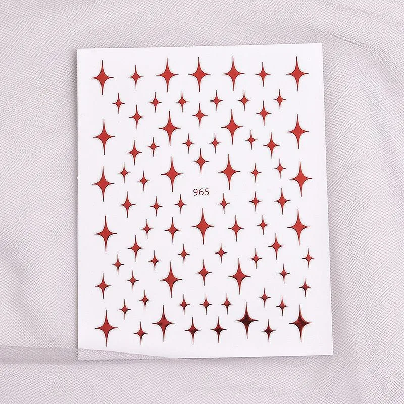 Adesivo per unghie da 8 pezzi Adesivo adesivo stella a quattro punte, laser oro, argento, bianco e nero, adesivo per unghie, adesivo per nail art