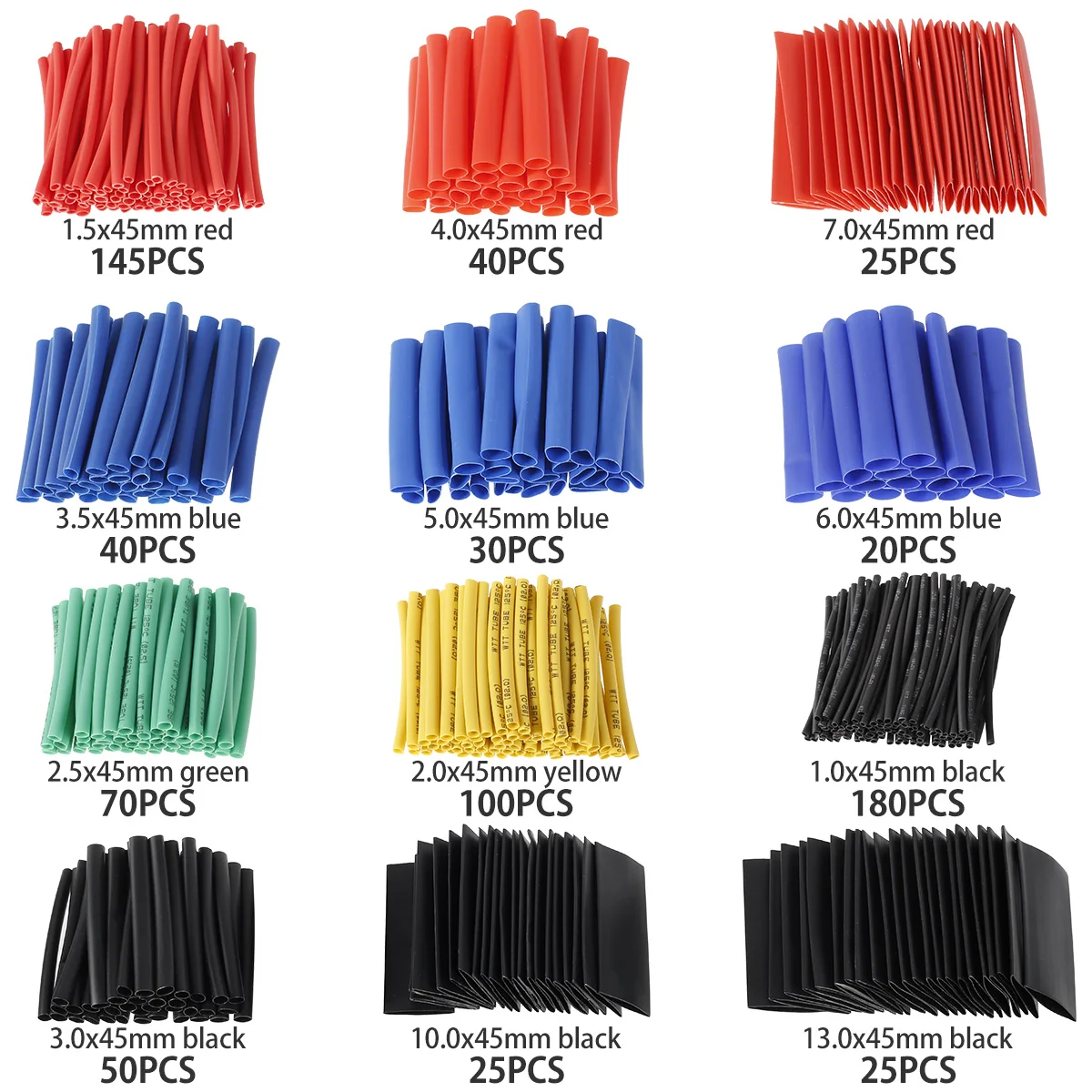 750PCS Heat Shrink Tubing Kit 2:1 Wire Cable Wrap Assortment Electric Insulation Wire Heat Shrink Tube Kit Wire Shrinking Wrap