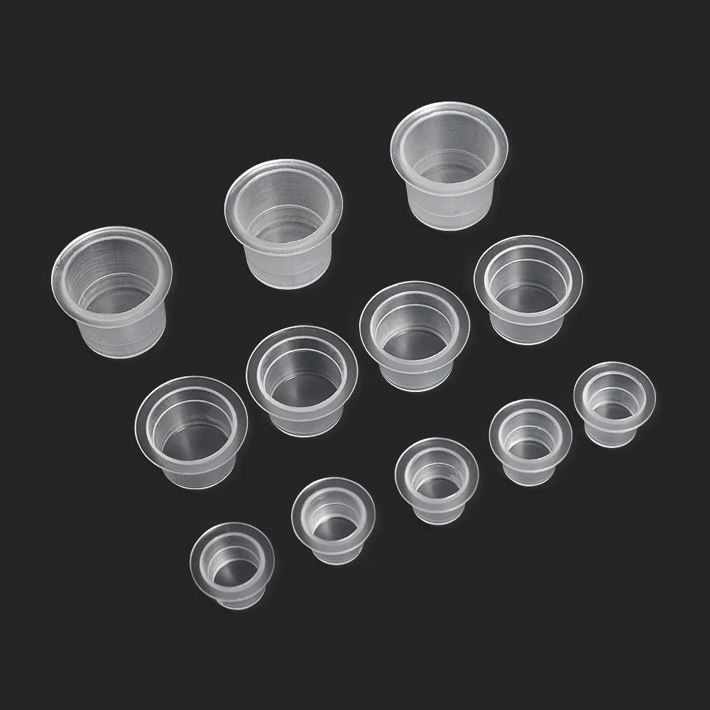 

100Pcs Disposable Tattoo Ink Cup Plastic Microblade Ink Cup Permanent Makeup Clear Plastic Paint Container Lid Tattoo Accessorie