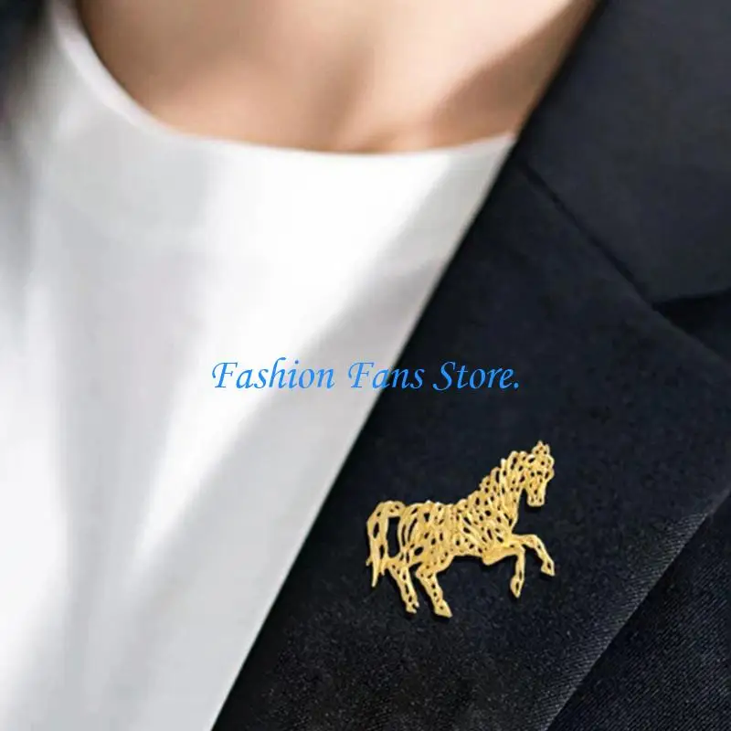  Elegant Openwork Horse Zodiacs Brooch Alloy Jewelry For Formal Event