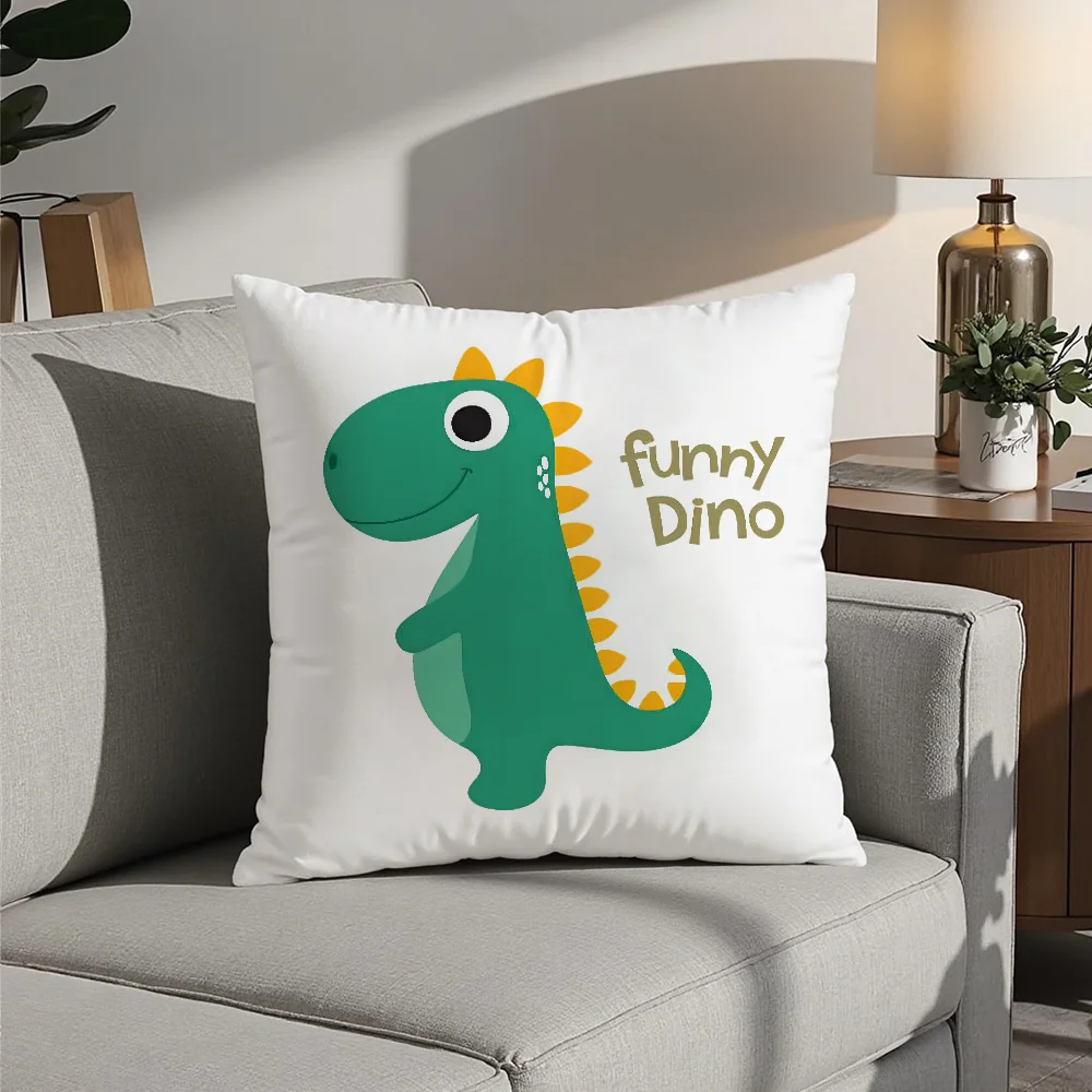 

Cute Jurassic Dinosaur Pillow Case Plush Fabric Soft Pillowcase Double Sided Print Cushion Cover Household Gifts