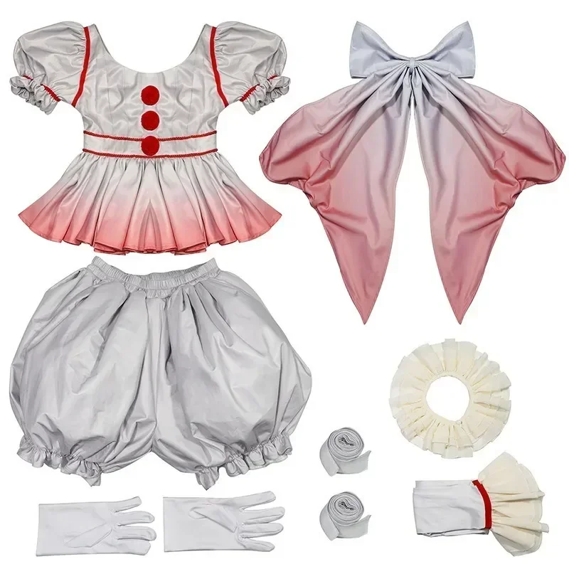 SN88 Movie Horro Clown Cosplay Costume Lolita Outfit Girls Women Full Set Fancy Dress Halloween Carnival Party Clothes Role % # 2@