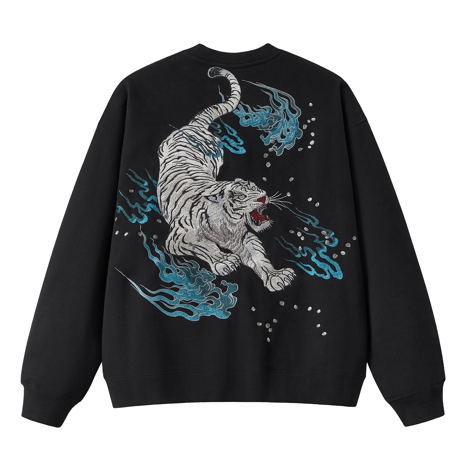 Sukajan Heavyweight Hamamatsu Tiger Embroidery Fleece round Neck Sweatshirt Jacket Men's Chinese Style Embroidered Hoodie