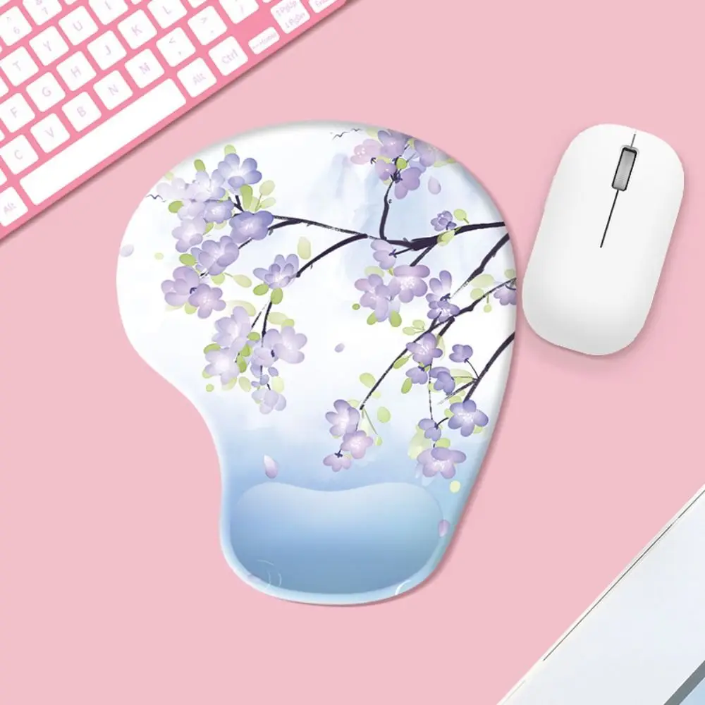Alas Mouse Sandaran Pergelangan Tangan Tekstur Marmer Alas Mouse Gaming Lukisan Minyak Ergonomis Nyaman Anti Selip Aksesori Kantor Universal