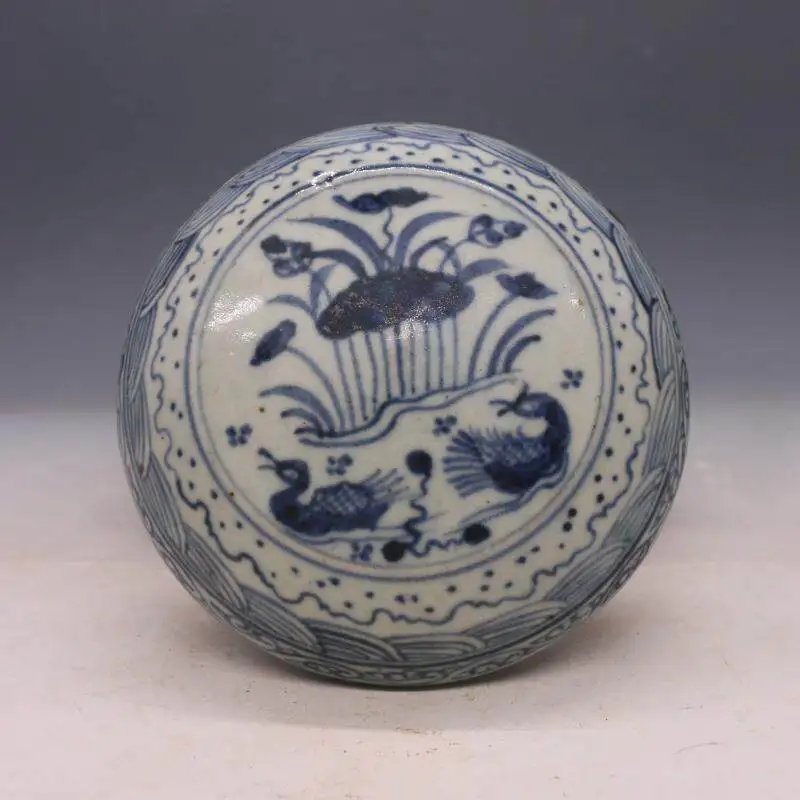 boite-a-encre-en-porcelaine-bleue-et-blanche-a-motif-de-lotus-et-de-canard-mandarin-peinte-a-la-main-collection-folklorique-antique-artisanat
