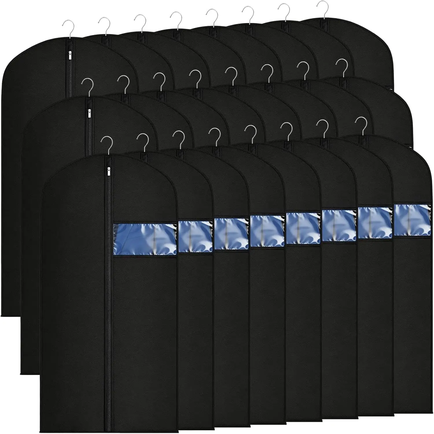 

24 Pack Garment Bags for Hanging Clothes,47-inch Suit Cover Bags for Men Closet Storage Bags for Dresses, Shirts, Fur Co