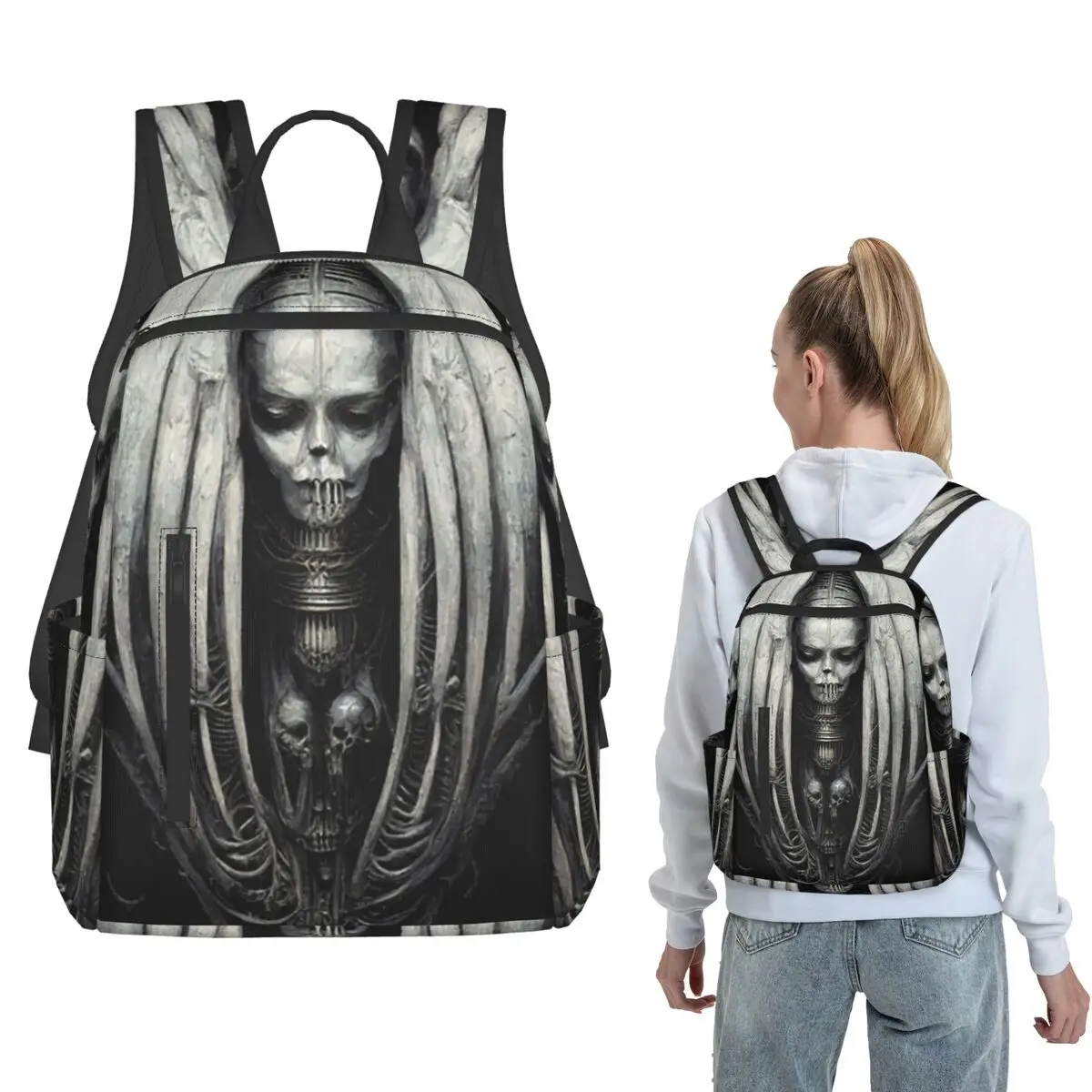 

Biomechanischer Engel Im Stil Von HR Giger Backpack Daypack Boys Girls BookBag School Bag Shoulder Bags for Men Women