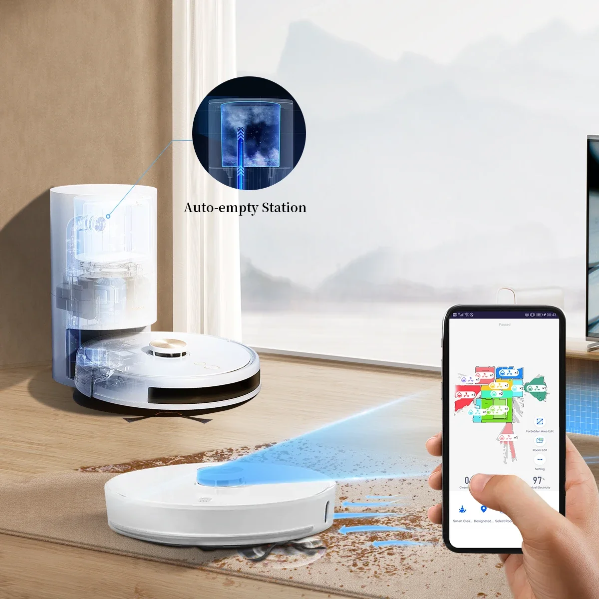 Roboter Staubsauger 5200mah Wifi Control Laser Scanning Vacuum Cleaning Robot And Mop With Self-Emptying Dustbin