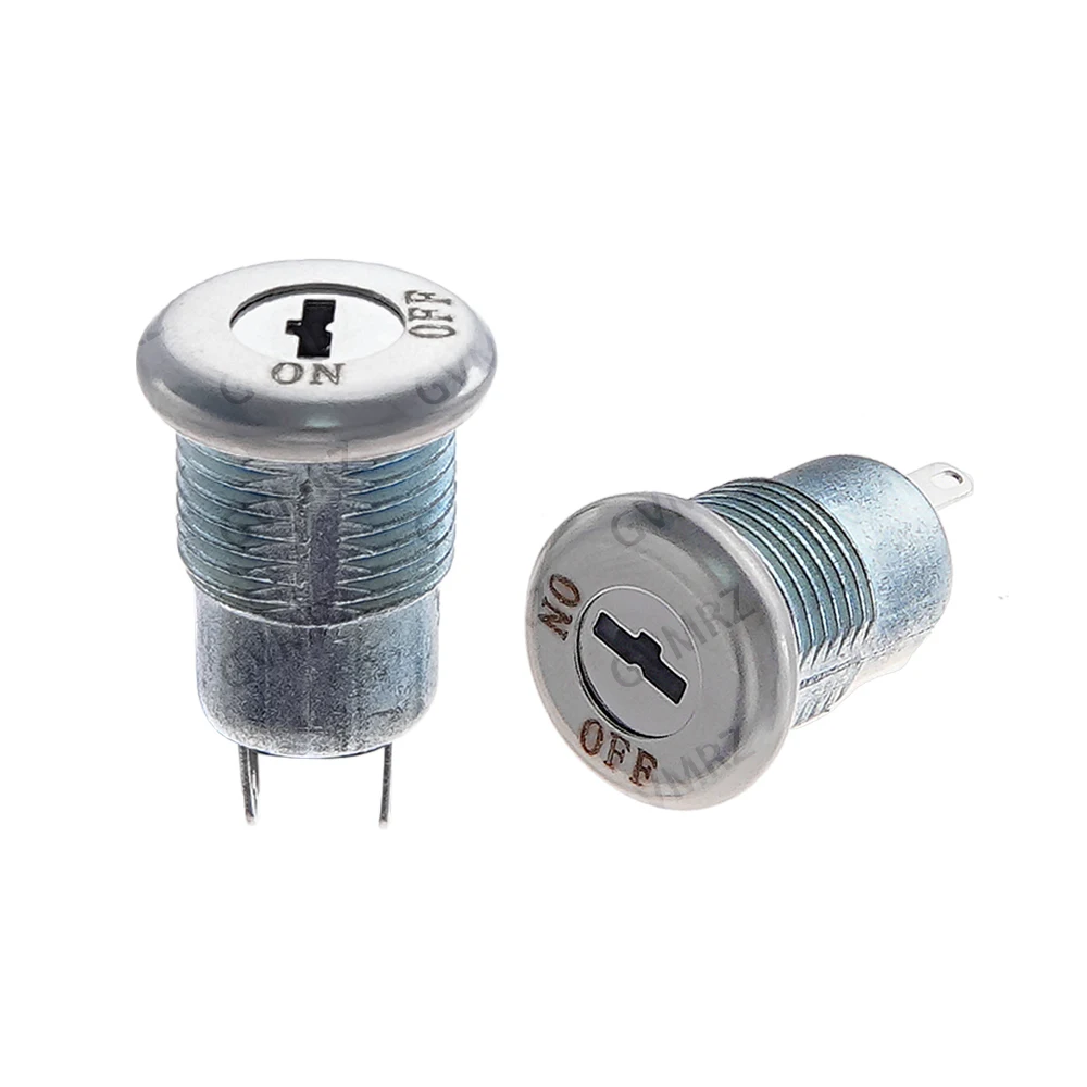 12mm Switch ON OFF Lock Switch Security Power Switch Phone Lock Tubular Terminals + 2 Position 2 Keys Zinc Alloy Electronic Key