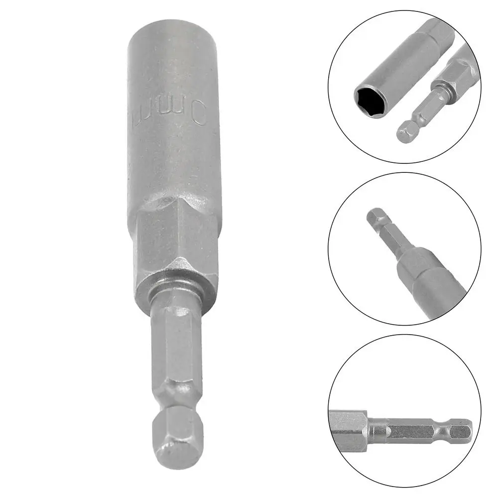 1 pçs soquete de unidade hex porca magnética chave de fenda 5.5-19mm chave broca adaptador 80mm comprimento 1/4 "hex soquete de impacto elétrico