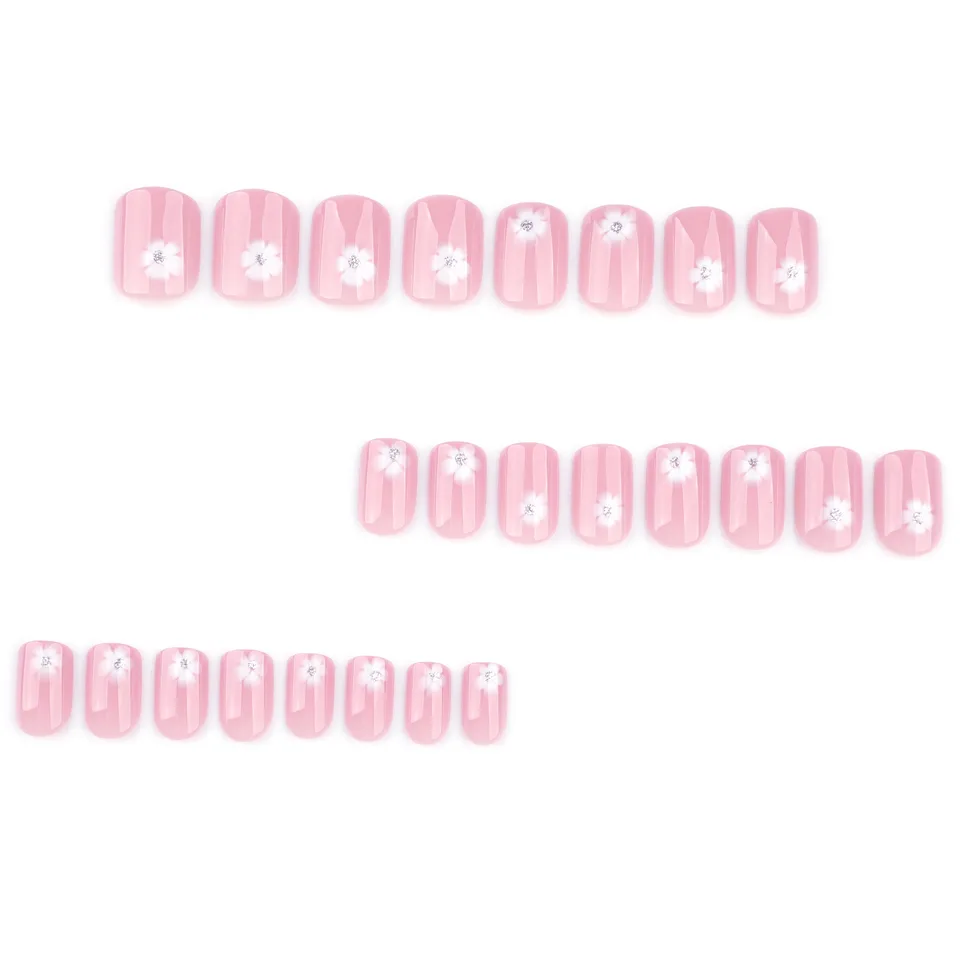 24 Piezas Uñas Postizas Cuadradas Negro y Blanco Gatito Removibles Hechas a Mano para Mujeres y Niñas 2