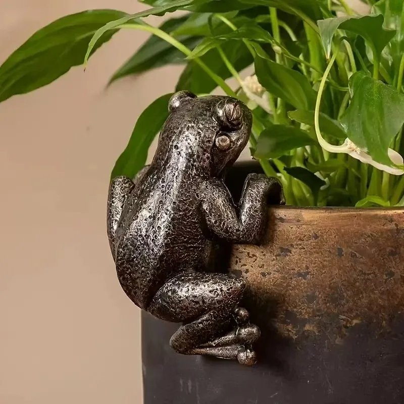 Frog Figurine Resin Frogs Statue Flower Pot Hanger Ornaments Garden Planter Pendants Crafts Sculpture For Home Courtyard