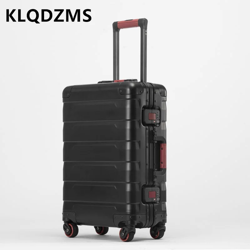 Чехол на колесиках для дорожного костюма KLQDZMS, 100% алюминий, 20/24 дюйма, простой стиль, чемодан для мужчин и женщин, студенческий чехол на колесиках