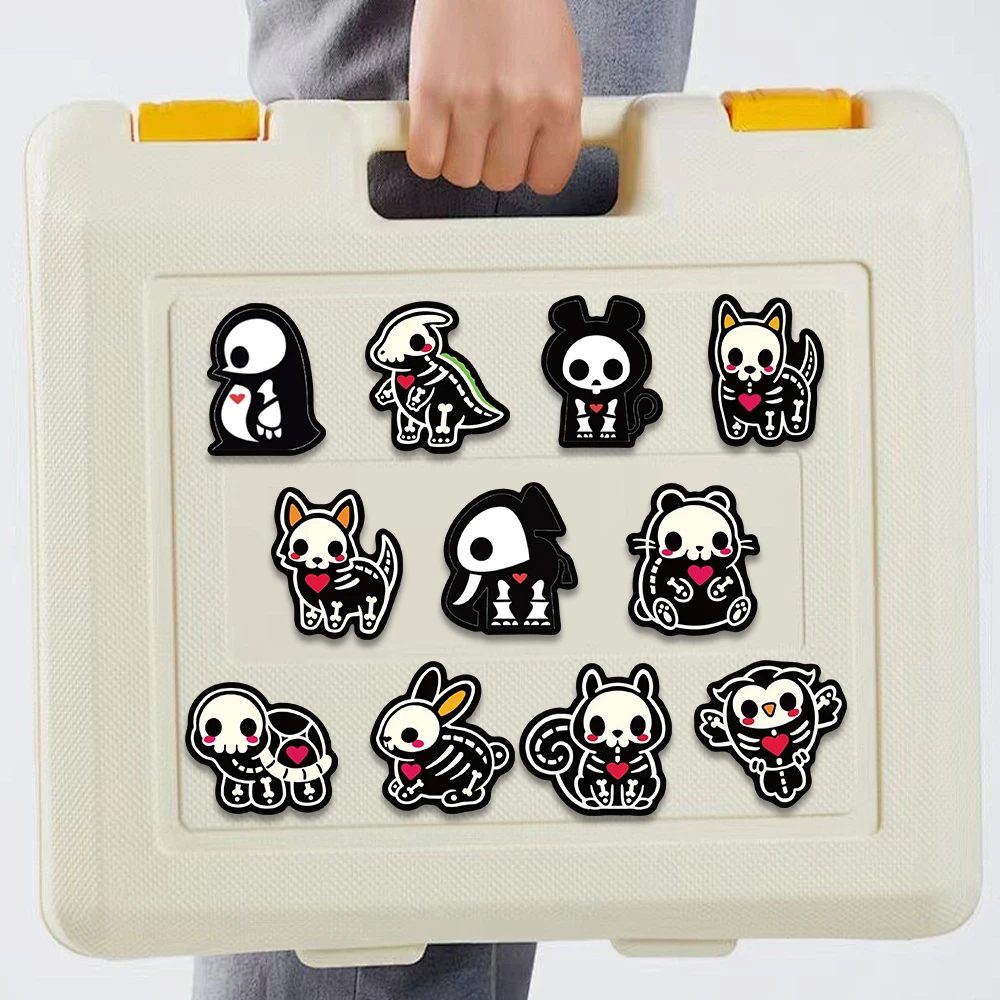 50pcs Cartoon Animal Skeleton Sticker Funny Cool Graffiti Decal For Diary Fridge Wallet Backpack Magazine DIY Decoration Sticker