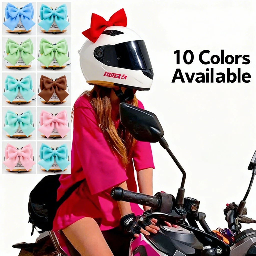 

1 Piece Sweet Candy Double Layers Bowknot Motorcycle Helmet Accessories with Suction Cup Bow Head Girl Headwear Elegant