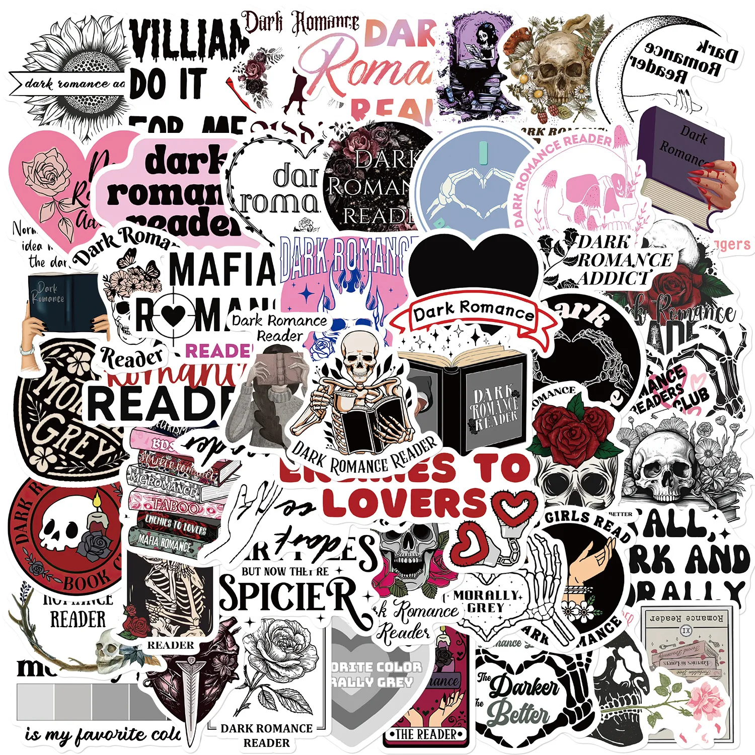 50Pcs Dark Romance Reading Series Graffiti Stickers Suitable for Luggage Phone Case Laptop Decoration Stickers DIY Toys