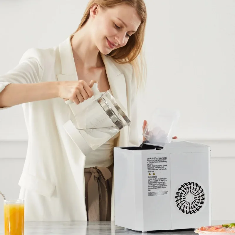 CONCETTA Ice Maker Countertop, 26lbs/24Hrs, 2 Sizes of Bullet Ice for Home Kitchen Office Bar Party, White