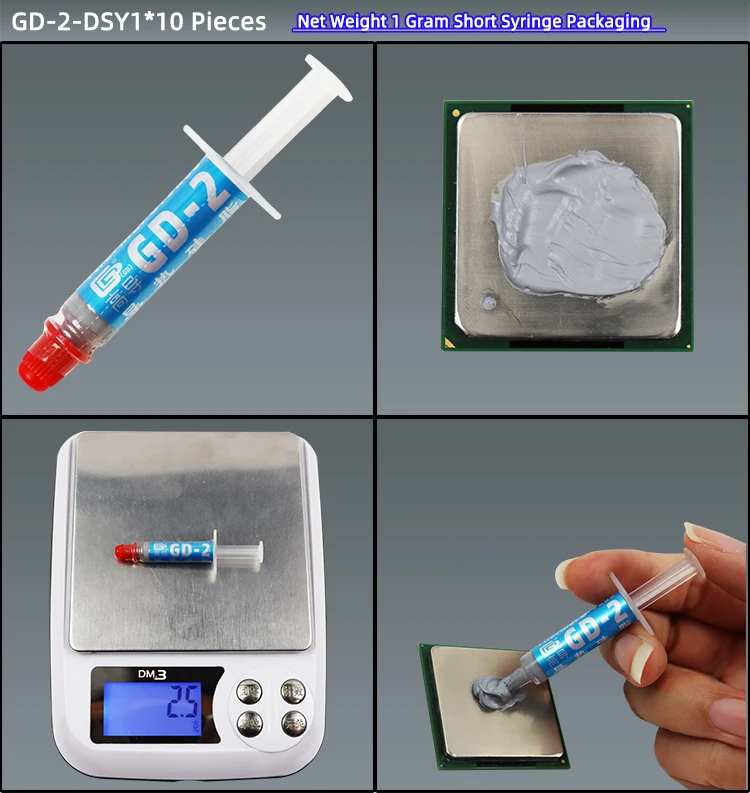 GD-2 Wärmeleitpaste Wärmeleitfett Nettogewicht 1/3/4/7/15/30 Gramm Graupaste Gips Kühlkörperverbindung für CPU GPU SY – Detail 20