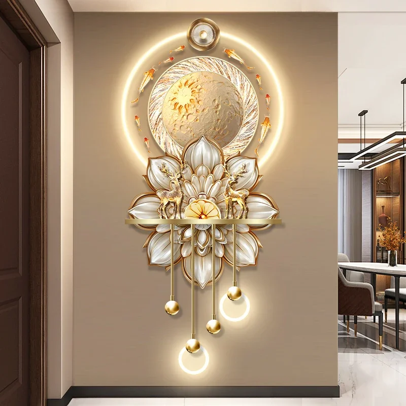 Light luxury modern entrance LED light 2025 new high-end living room wall light advanced sense nine fish picture background wall