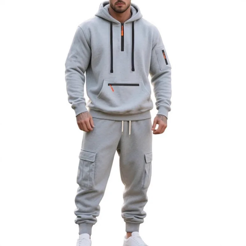 

Men's Casual Sportswear Zipper Sweater Work Pants Suit Long Sve Polyester Fiber Winter Collection Chinese Manufacturer