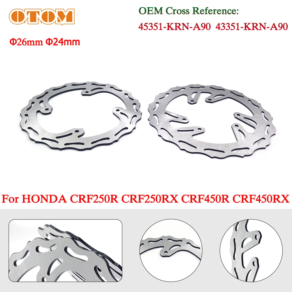 OTOM Motorcycle Brake Disc For HONDA CRF250R CRF250RX CRF450R Front Rear Steel Disk Rotors 260/240mm 45351-KRN-A90 43351-KRN-A90