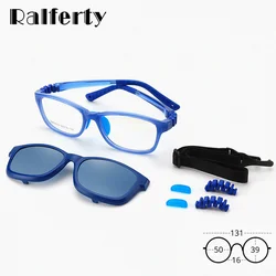 Ralferty 2 In 1 Kids Sunglasses Polarized Clips On Glasses Child 0 Diopter Prescription Optic Myopia Eyewear Frame Glasses Chain