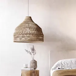 Southeast Asian Rattan Lantern pendant Light Hand-Woven Lamps Restaurant Dining Room Rustic Counter Kitchen Island Lights