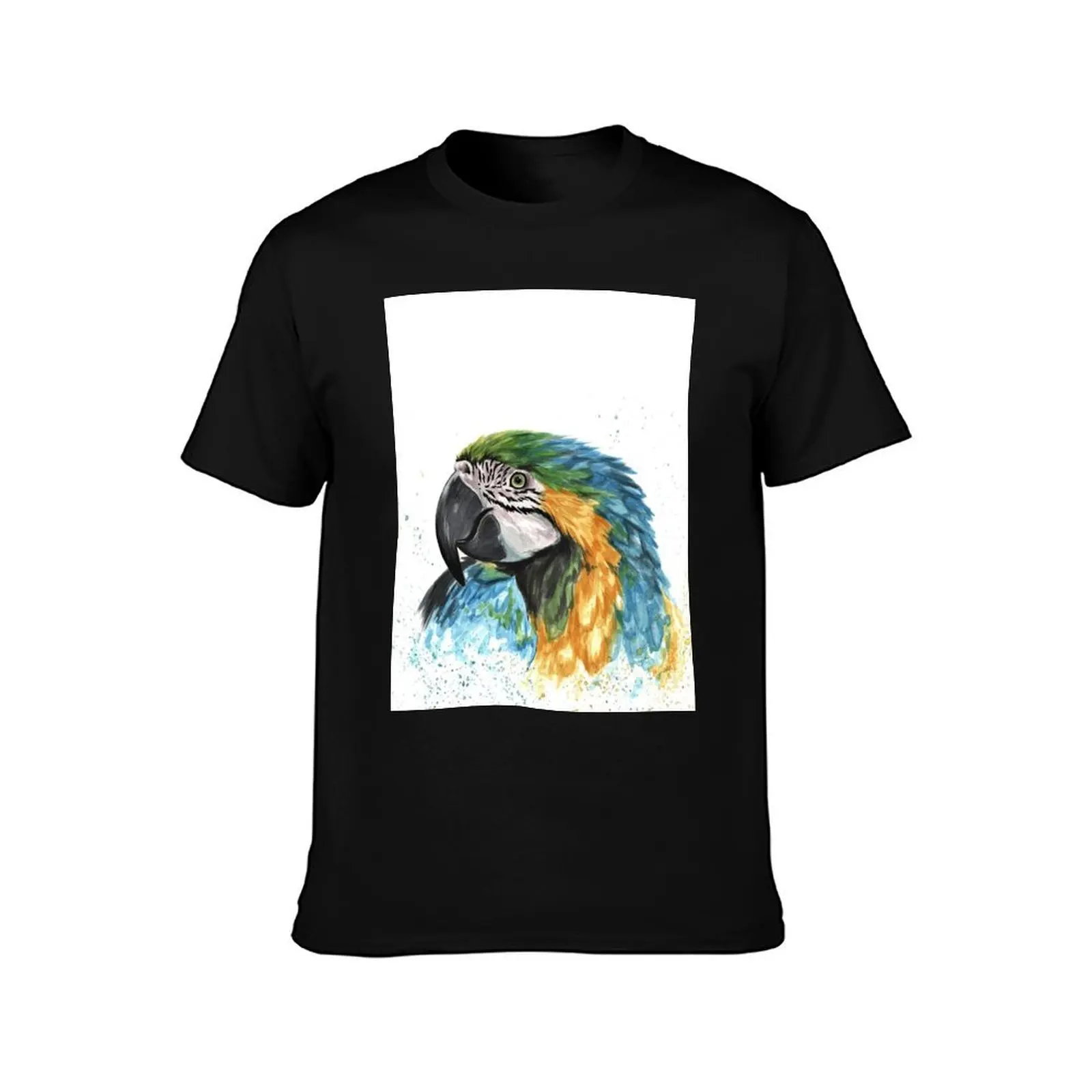 Blue macaw T-Shirt Summer Casual Cotton Tee Oversized Streetwear Tops Vintage Graphic Print Loose Fit Short Sleeve