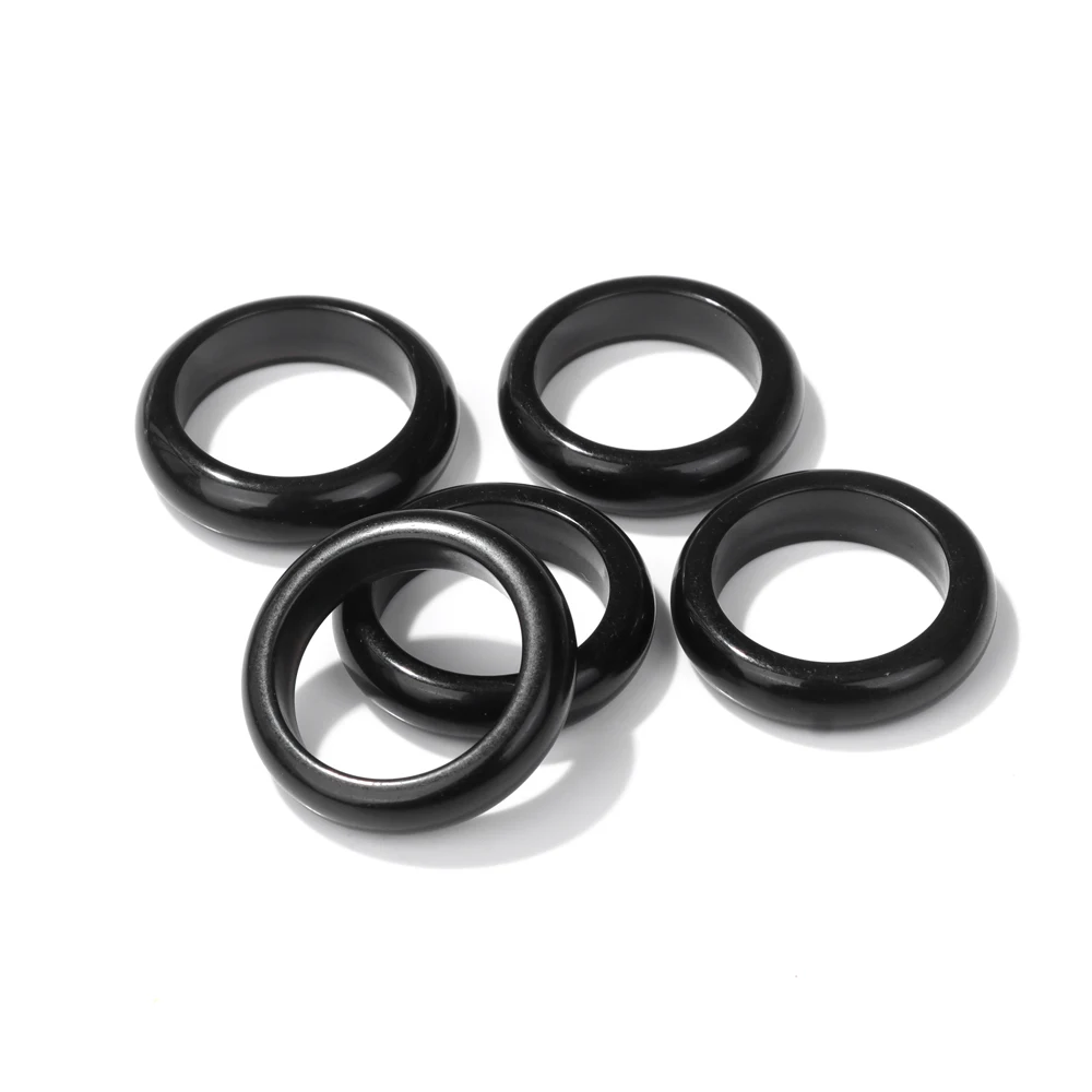 5pcs/set Natural Quartzs Rings 16-20mm Lapis Lazuli Hematite Rose Crystal Amethysts Round Finger Rings For Women Men Jewelry