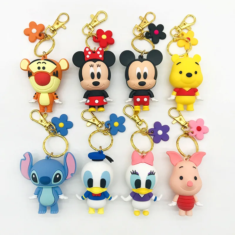 Disney Minnie Mickey Mouse Keychains Cartoon Mickey frozen Figures Boy Girl Bag Key Chains Cute Dolls Keyrings Toy Gifts