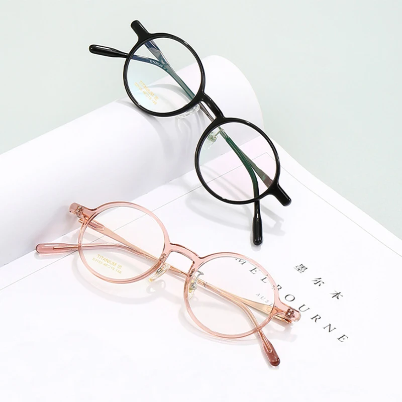 

Vintage Acetate Round Glasses Frame for Men Optical Prescription Ultra Light Eyeglasses Top quality Women Myopia Reading Eyewear
