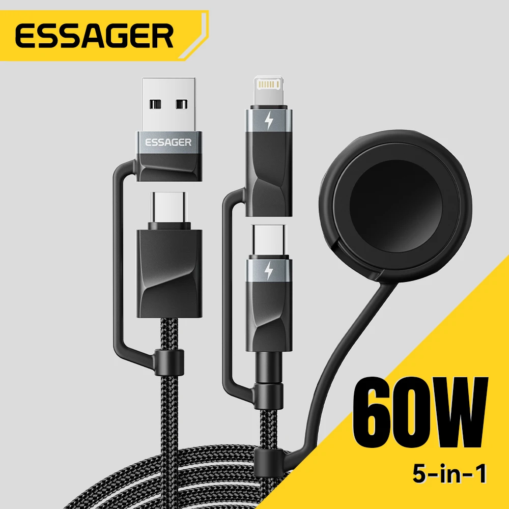 essager-cabo-usb-a-type-c-5-em-1-para-type-c-lighting-watch-pd-65w-carregamento-rapido-para-iphone-16-15-14-xiaomi-macbook-ipad-tablet-laptop