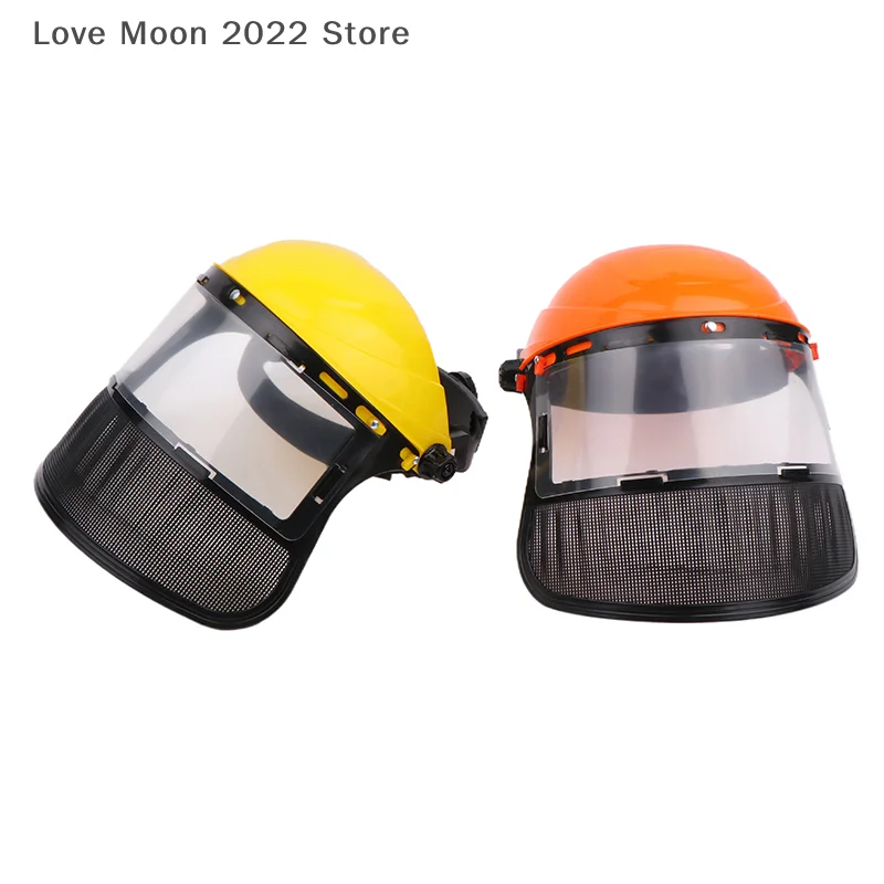 Casque de sécurité pour coupe gazon de jardin, chapeau avec masque de Protection complet en maille pour débroussailleuse, Protection forestière