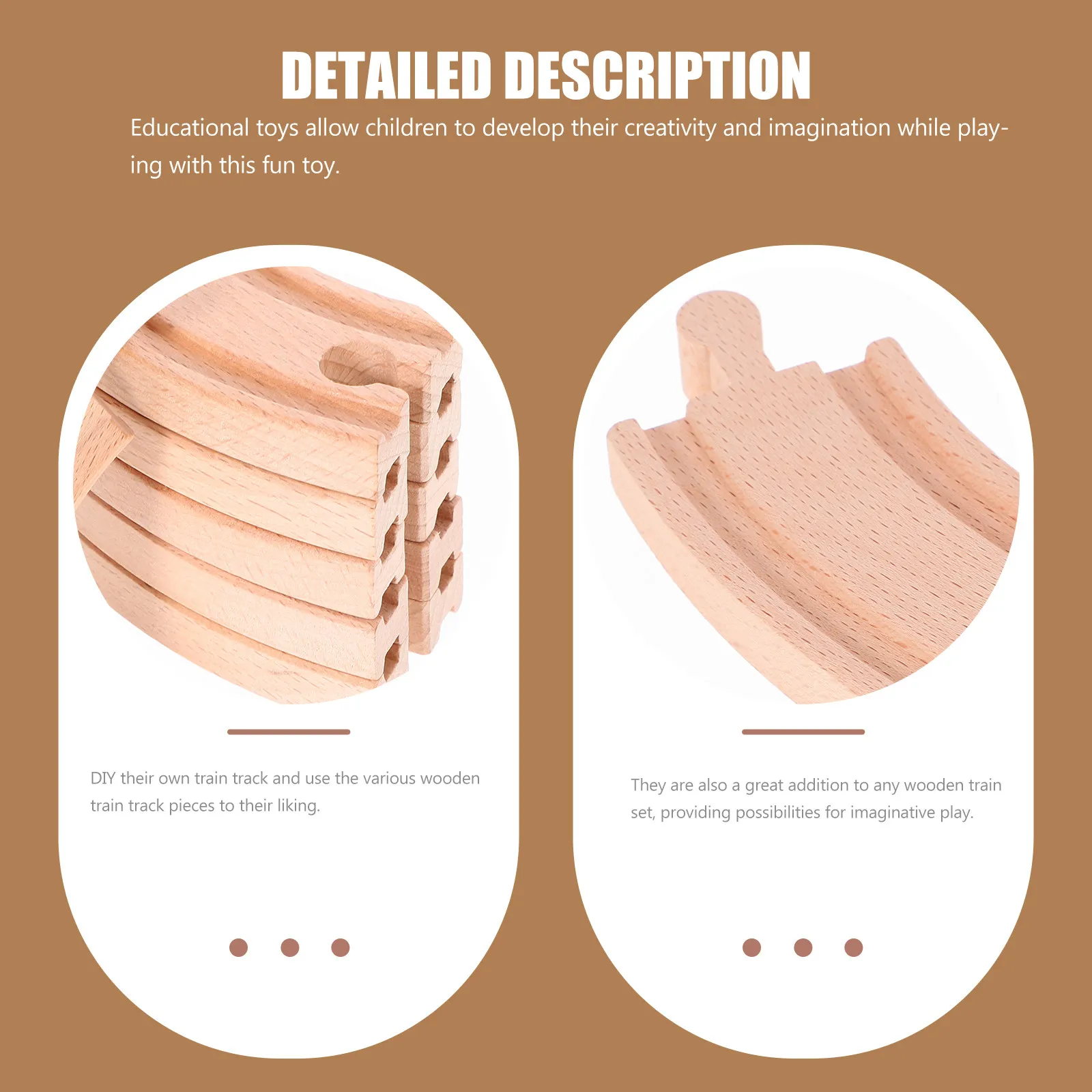 6Pcs Wooden Small Curve Accessories Train Track Set DIY Educational Layout for Kids Creative Play Motor Skill Enhancement