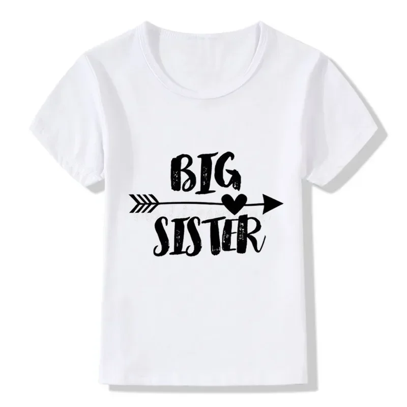 Funny Cute Unicorn Big/little Sister Print Children T-shirt Summer Short Sleeve Baby Girl Clothing T Shirt Cotton Top Kid Tee