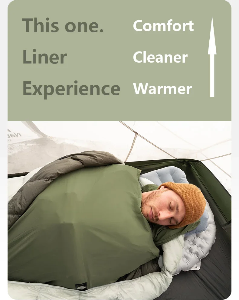 Naturehike Schlafsack-Einlage, leichter Einzelschlafsackbezug, ultraleicht, bequem, Camping-Bettlaken, Reise-Schlafsack – Detail 3