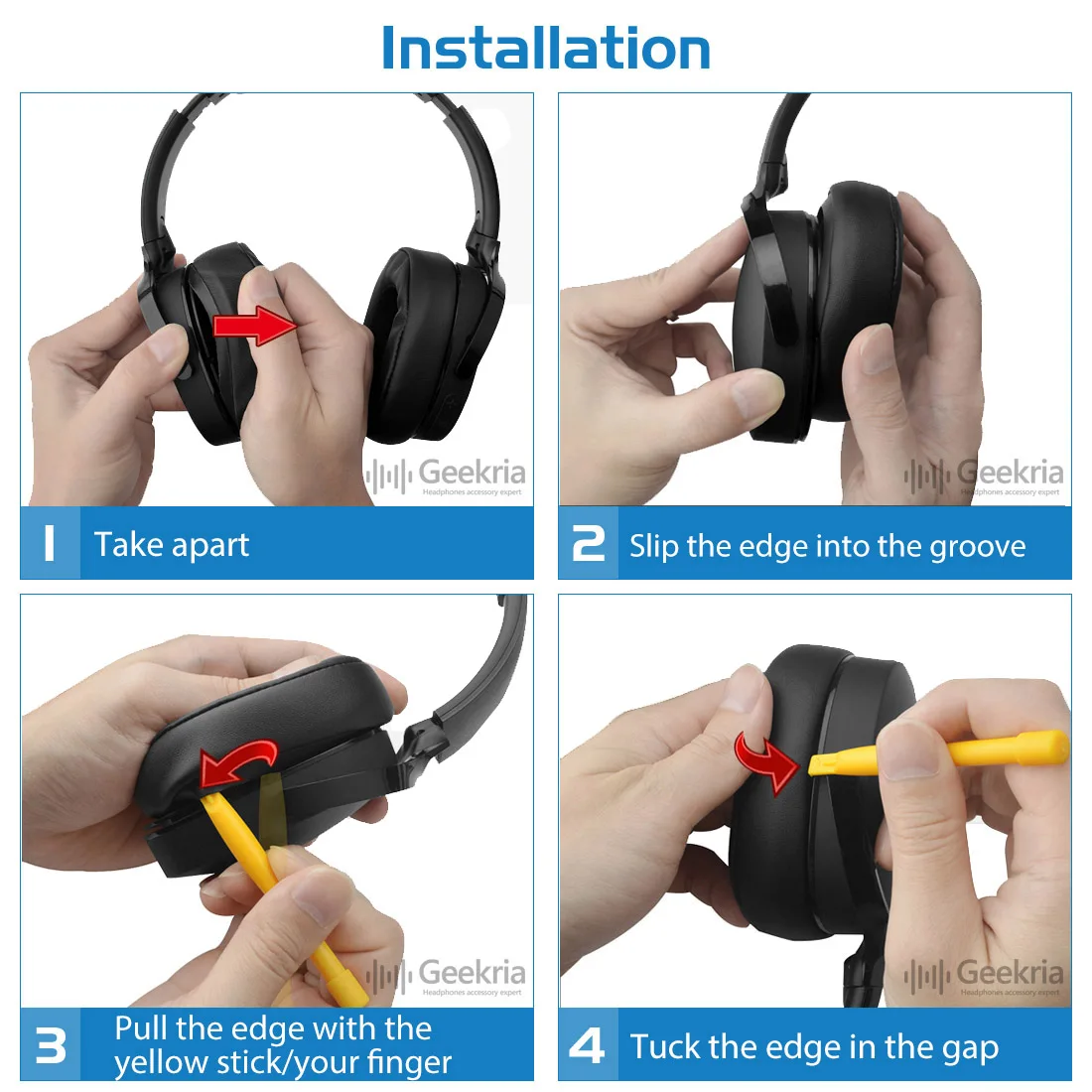 อะไหล่ตาข่ายผ้า geekria nova แผ่นรองหูสำหรับ Skullcandy Crusher ไร้สาย Crusher EVO Crusher หมอนอิงหูฟัง ANC