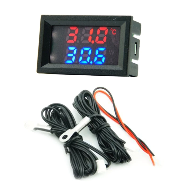 Termometro ad Precisione -50℃-120℃ Termometro Digitale Indicatore Tensione 4-28V con Sonda in Metallo da 100 per Auto