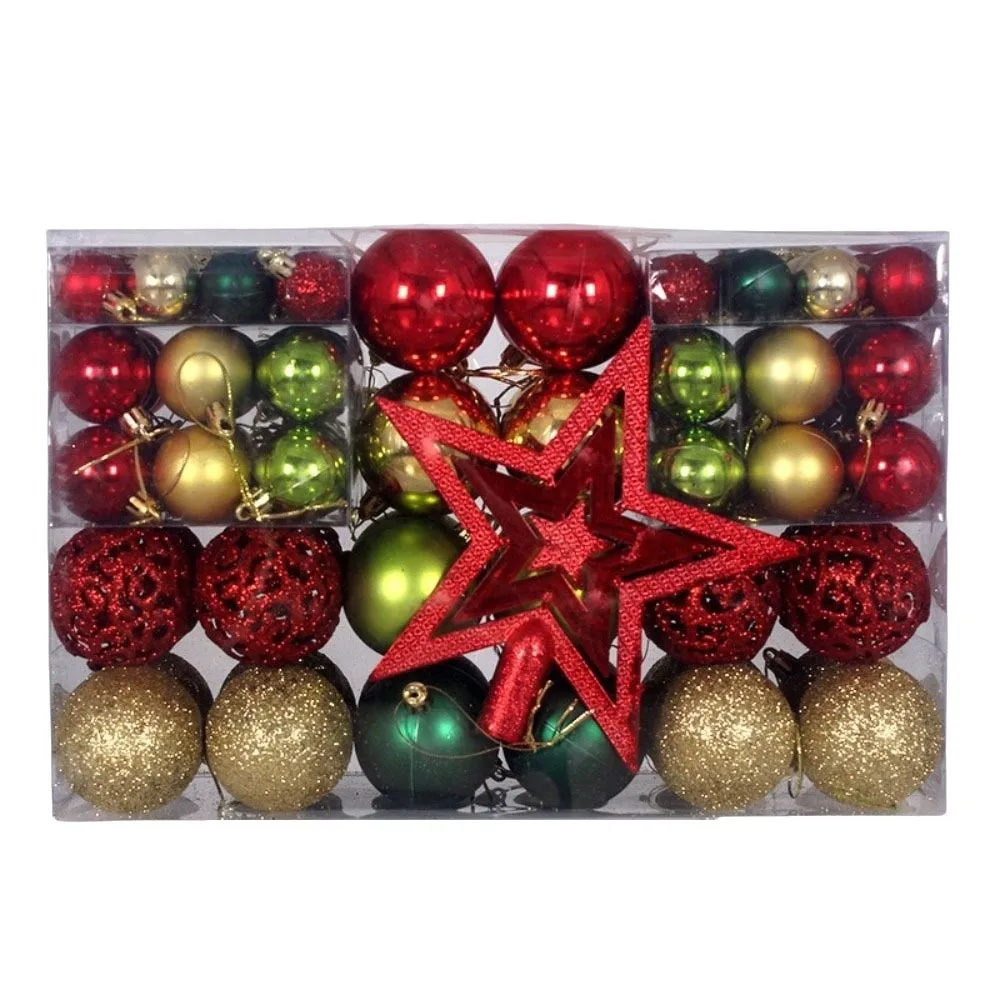 101Pcs Plastic Xmas Tree Decorative Ball Shatterproof Multiple Color Christmas Ball Set Matte Tree Top Star