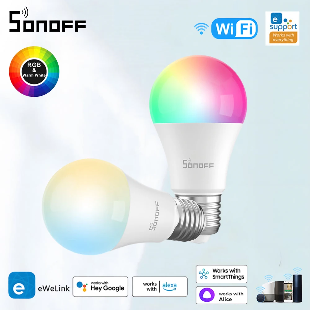 

SONOFF B05-BL-A60 WiFi Smart LED Bulb E26/E27 Dimmable RGB Lamp Bulbs 9W 220V-240V Smart Home Via EWeLink APP Alexa Google Home