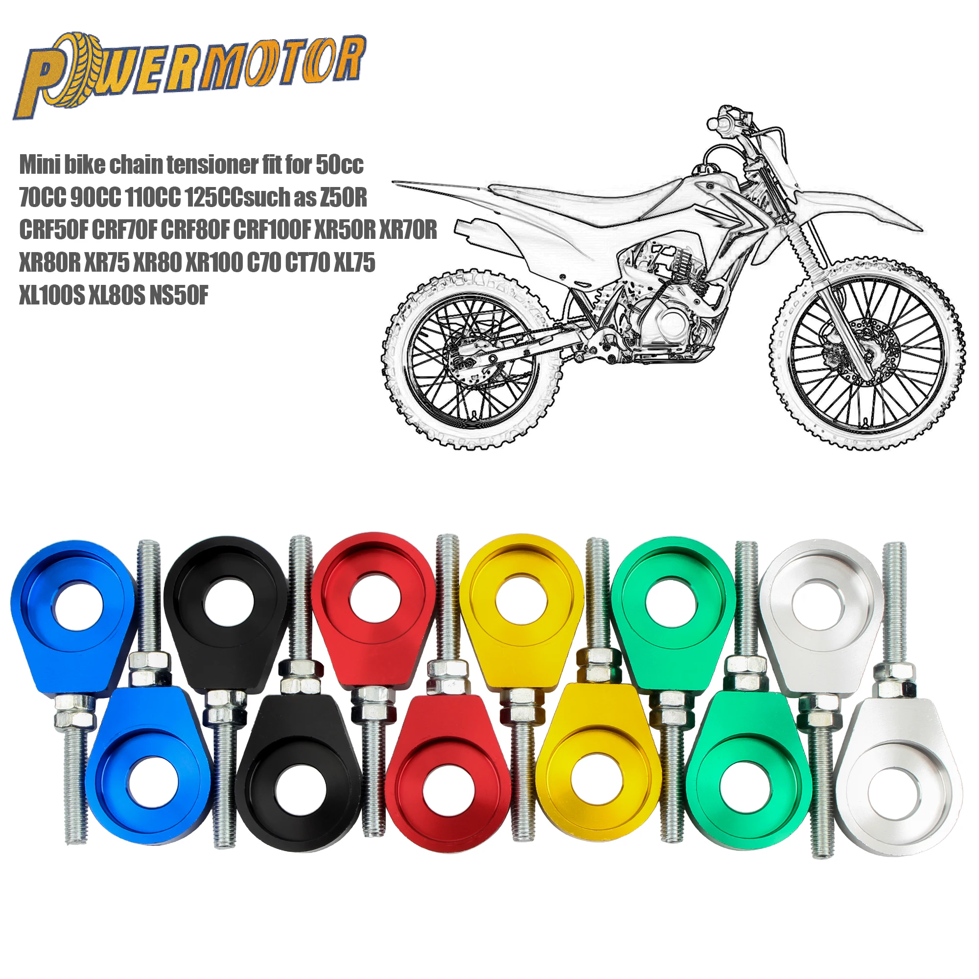 1 paar 12mm/15mm Motorrad Hinterrad Achse Loch Kette Spanner Teller für 50cc 70CC 90CC 110CC 125CC Universal Zubehör
