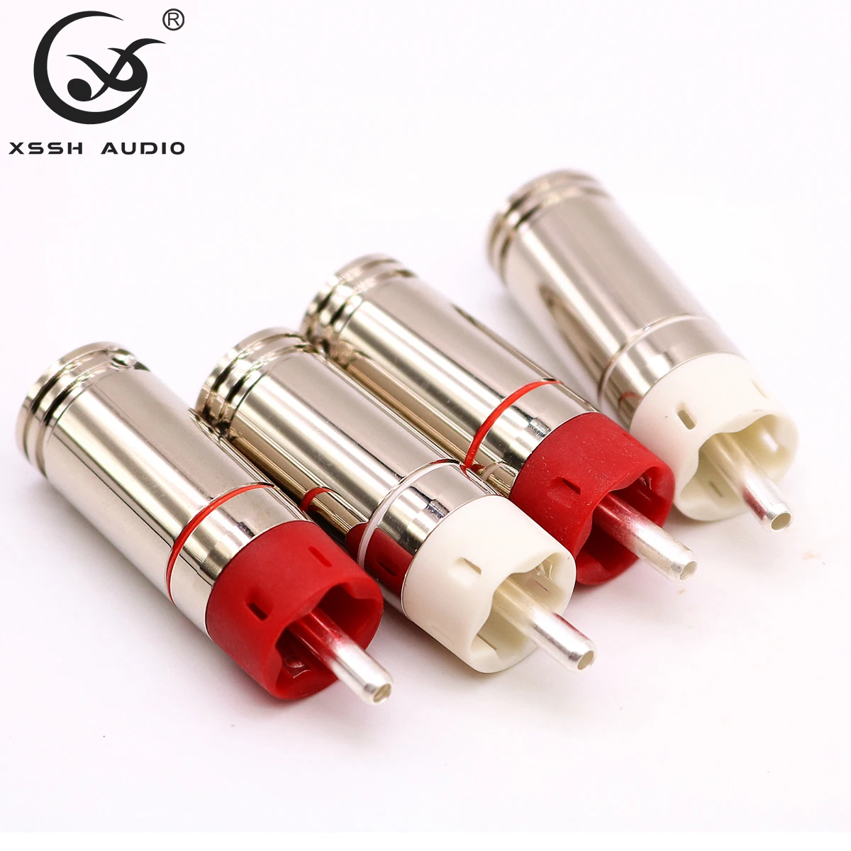 Hi-End Audiophile 9mm RCA Male Plug, Silver & Gold Plated Brass Audio Connector, DIY HIFI Audio Video Jack Adapter Support ODM