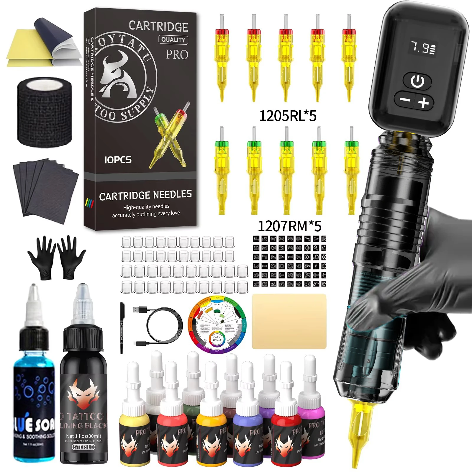 

Набор для татуировки TRO Tattoo Kit Wireless HM155-1, набор для татуировки-ручки, набор для перманентного макияжа, черный набор для тату-машинки, блок питания для татуировок, набор для татуировки.