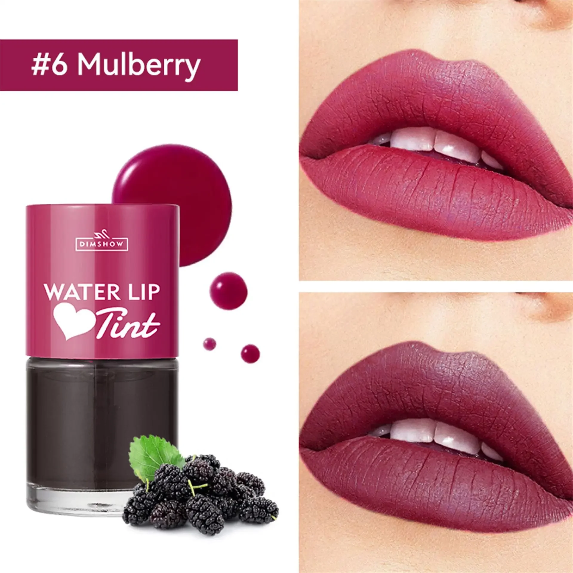 6 สีลิปสติก Water Moisturizing ไม่ซีดจาง Lip Dye Lip GLOSS Matte Lasting Non-Stick CUP Lip Eye Cheek แต่งหน้าเครื่องสําอาง