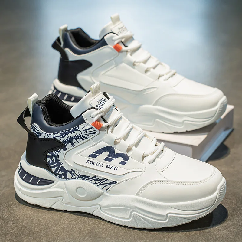 

High Top Sneakers for Men Comfortable Lace Up Running Shoes Fashion Platform Men Casual Shoes Outdoor Tenis Men Sport Shoes New
