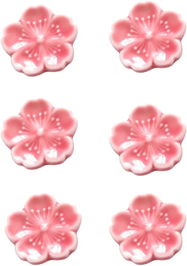 

6 шт. подставки для палочек для еды с вишневым цветком — элегантный керамический держатель сакуры для ложки, вилки и ножа