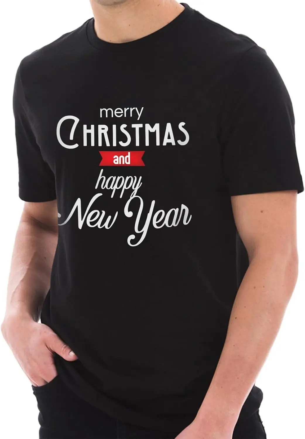 e4Hats.com Christmas and a Happy New Year Typography Graphic Design Deluxe Jersey T-Shirt